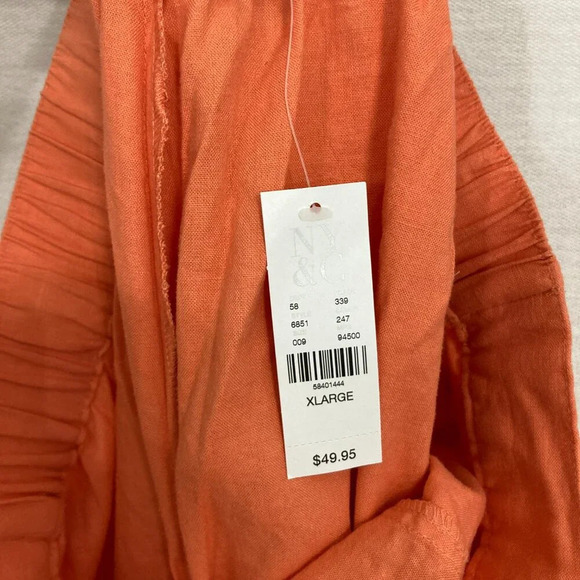 New New York & Company Orange Linen Blend Cargo Tie Front Pull-on Pants XL - Picture 4 of 11
